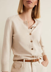 Robin Button Through Cardigan Stone