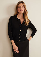Robin Button Through Cardigan Black