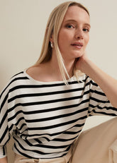 Women's Monochrome Stripe Knit Jumper Black/Ivory