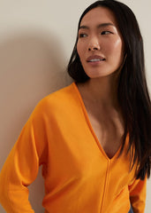 Gina V Neck Batwing Jumper Orange