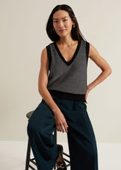 Zoe Tweed Knit Black Tank Black/Ivory