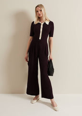 Rosie Tipped Collar Top Burgundy