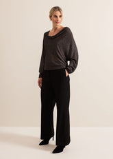 Malti Metallic Cowl Neck Knit Gunmetal