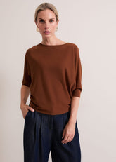 Women's Tan Batwing Knitted Jumper Spice