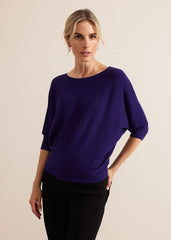 Women's Dark Purple Batwing Knit Jumper Purple