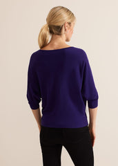 Women's Dark Purple Batwing Knit Jumper Purple