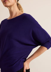 Women's Dark Purple Batwing Knit Jumper Purple