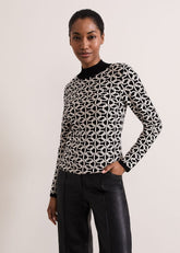Callie Chain Jacquard Fitted Top Black/Ivory