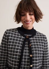 Tiffany Lurex Check Cardigan Black/Ivory