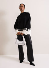 Kayleigh Chunky Boxy Striped Jumper Black/Ivory