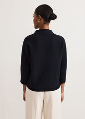 Bessie Blue Floral Placement Knit Navy