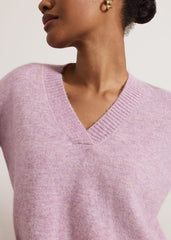 Olivia V Neck Alpaca Jumper Pink