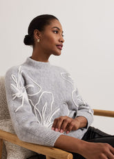 Amber Applique Knit Jumper Grey