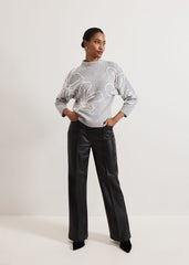 Amber Applique Knit Jumper Grey