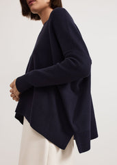 Kara Square Boxy Knit Top Navy