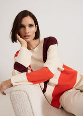 Bettie Colourblock Swirl Jumper Orange
