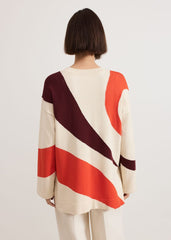 Bettie Colourblock Swirl Jumper Orange