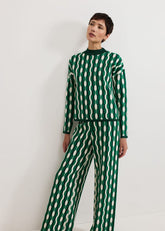 Payton Geo Jacquard Knit Top Green