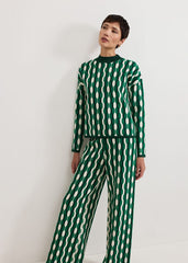 Payton Geo Jacquard Knit Top Green