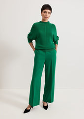 Jess Textured Funnel Neck Jumper Green