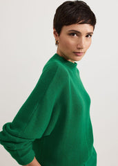 Jess Textured Funnel Neck Jumper Green