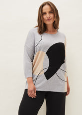 Francis Abstract Print Knit Jumper Grey Multi