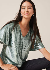 Adara Sequin Blouse Mint