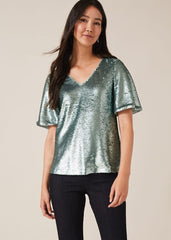 Adara Sequin Blouse Mint