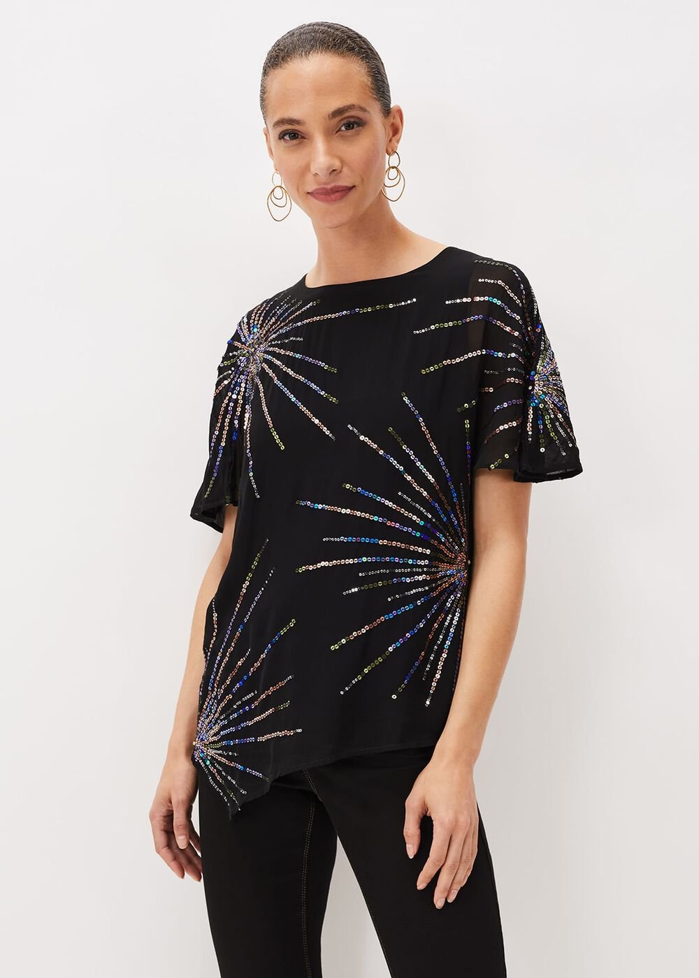 Starburst Sequin Blouse Black