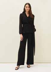 Florentine Semi-Sheer Wrap Top Black