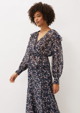 Lola Floral Co-Ord Blouse Navy/Pink