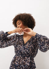 Lola Floral Co-Ord Blouse Navy/Pink