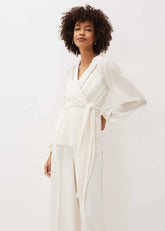 Florentine Semi-Sheer Wrap Top Buttermilk
