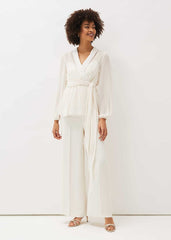 Florentine Semi-Sheer Wrap Top Buttermilk