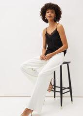 Rachael Lace Trim Silk Camisole Black