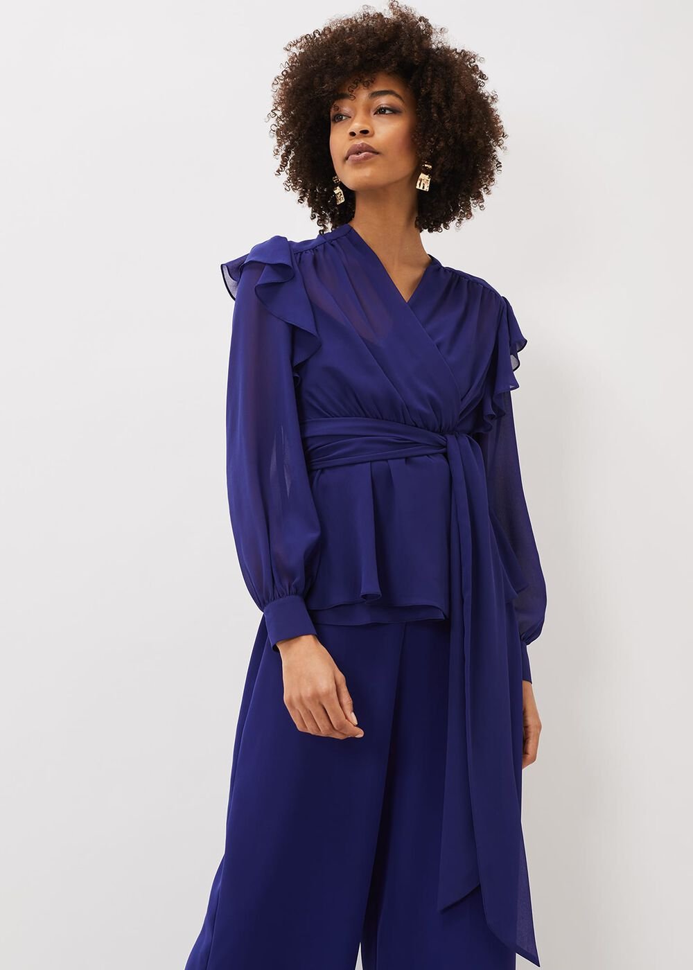 Avril Frill Wrap Co Ord Top Violet