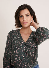 Marble Collar Blouse Carbon/Multi