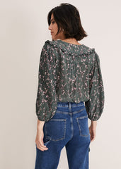 Marble Collar Blouse Carbon/Multi