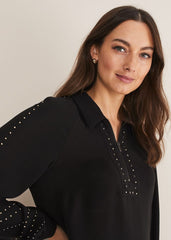 Tullulah Heatfix Sleeve Tunic Blouse Black