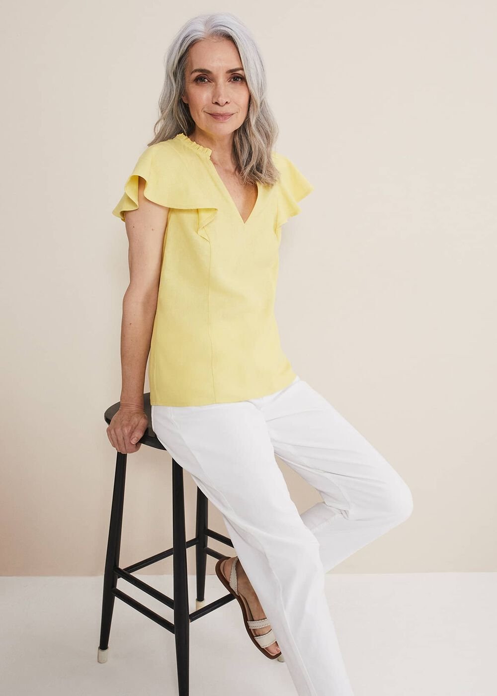 Ines Linen Top Yellow