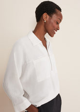 Cynthia Zip Shirt White