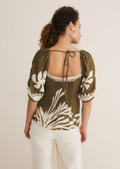Hesta Linen Top Olive
