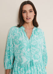 Lara Paisley Print Blouse Aqua