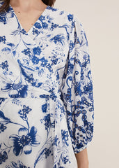 Alice Embroidered Blouse Blue/White