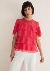 Stacey Ruffle Blouse Fuschia
