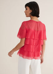 Stacey Ruffle Blouse Fuschia