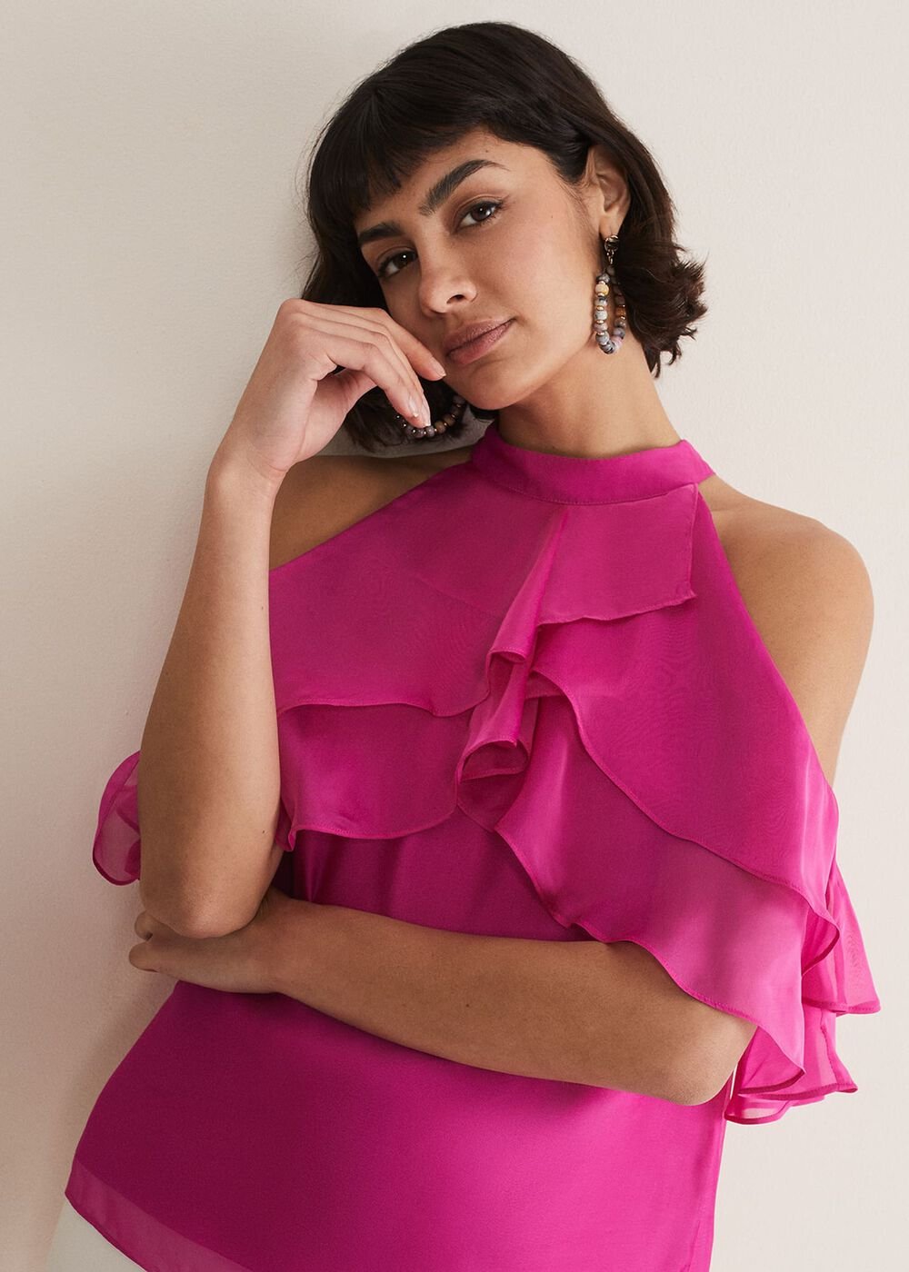 Heather Ruffle Top Fuschia