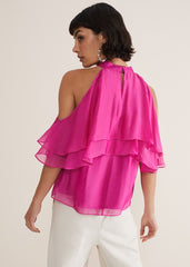 Heather Ruffle Top Fuschia