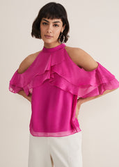 Heather Ruffle Top Fuschia