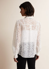 Astella Ruffle Burnout Blouse White